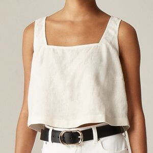 J. Crew Squareneck button-back top in linen Natural Color Size XL Nwt